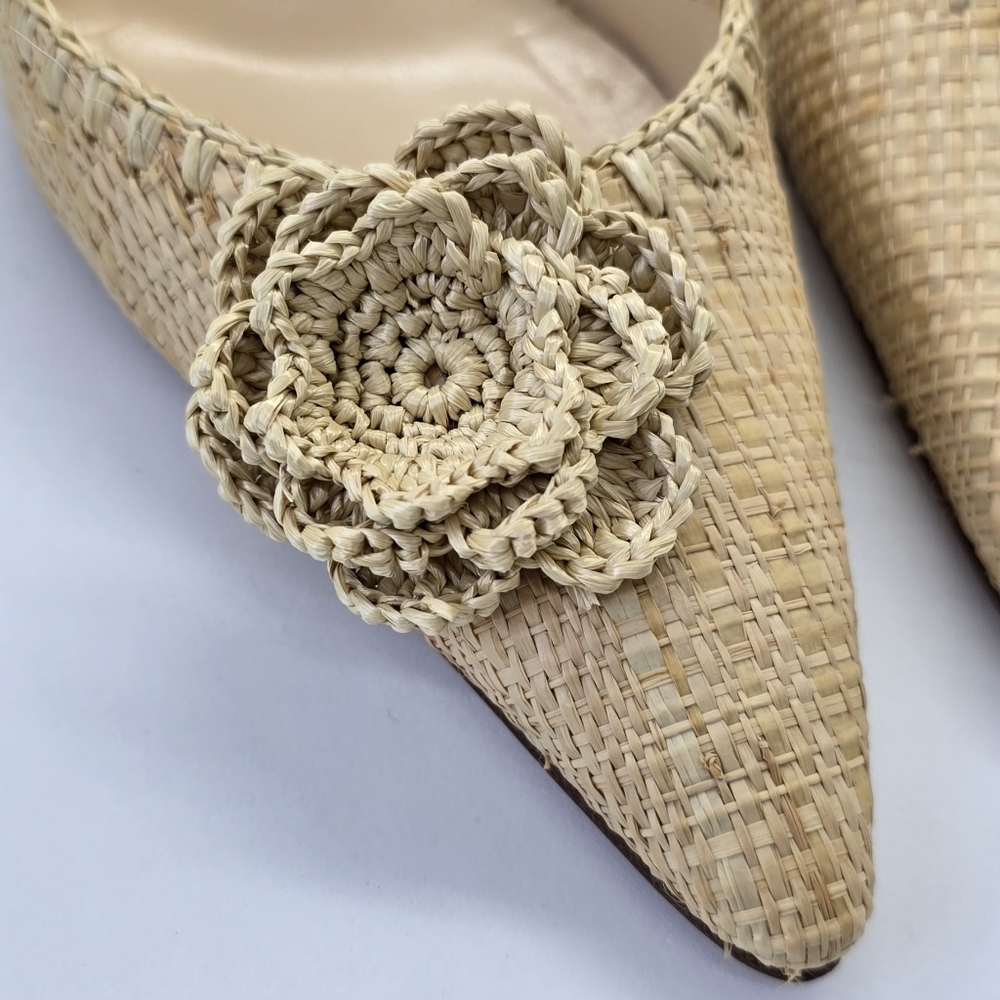 Manolo Blahnik Raffia Slingback Pumps IT36/US6 - Picture 5 of 16